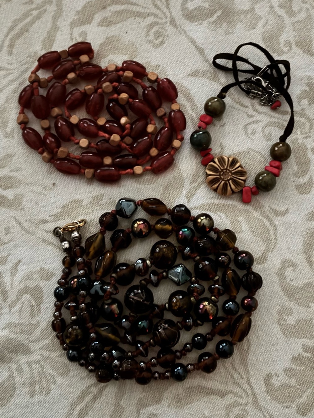 Three Necklaces Bohemian Mixed Earth Colors - Picture 3 of 4